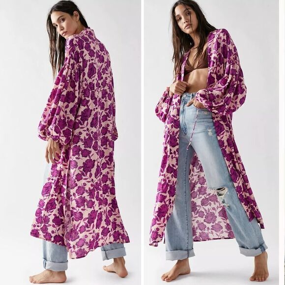 Free People High Summer Manon‎ Kimono in purple, size XS - Picture 1 of 16